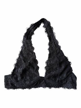 Black Lace Halter Bralette - Women's Intimates